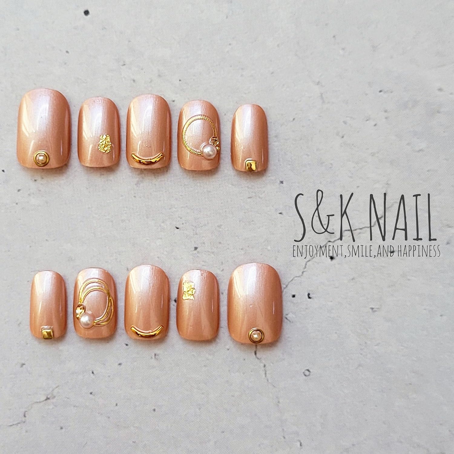 キャメル×箔 ネイルチップ