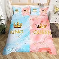 Vista 29 de Erosebridal Juego de funda de edredón para parejas, color rojo y negro, tamaño Queen, Queen of Everything King of What Left Funda de edredón