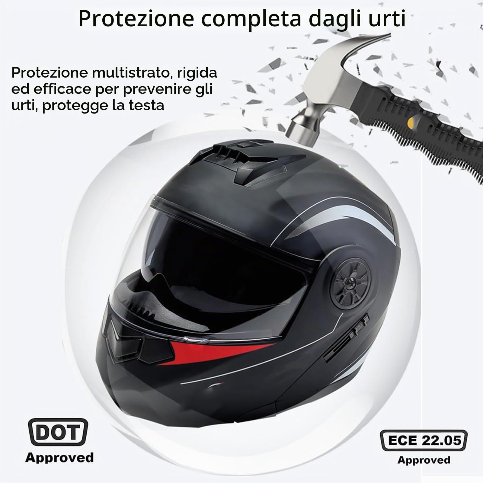 Casco Integrato Apribile con Interfono Casco Moto Modulare Bluetooth Caschi Modulari per Uomo Donna con Doppia Visiera Casco Integrale Casco Crash Omologati ECE