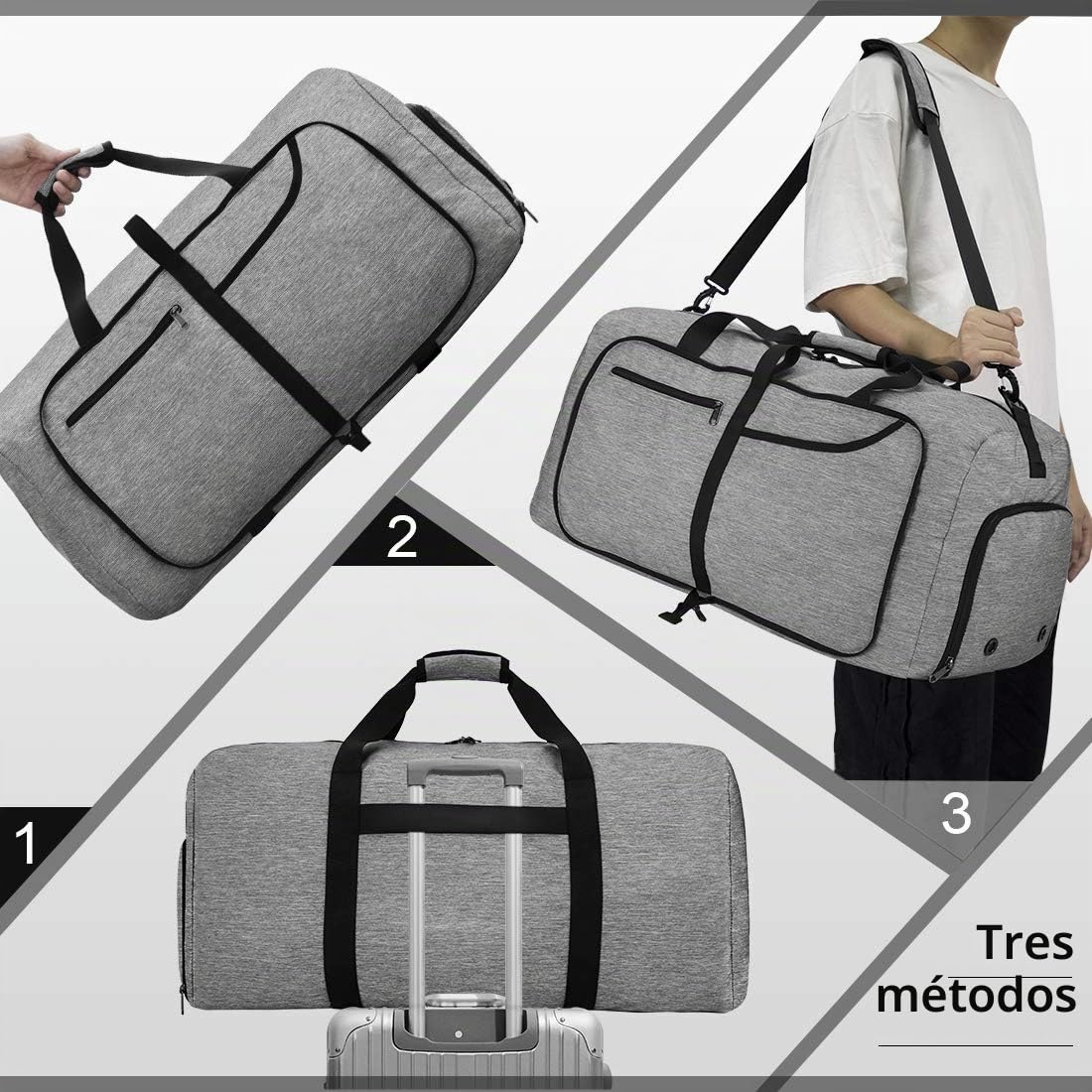 NEWHEY - Bolsa de Viaje Plegable para Hombre, Resistente al Agua, Grande, Ligera, para Camping, Senderismo, Plegable, 65 L, 80 L, 100 L, 120 L