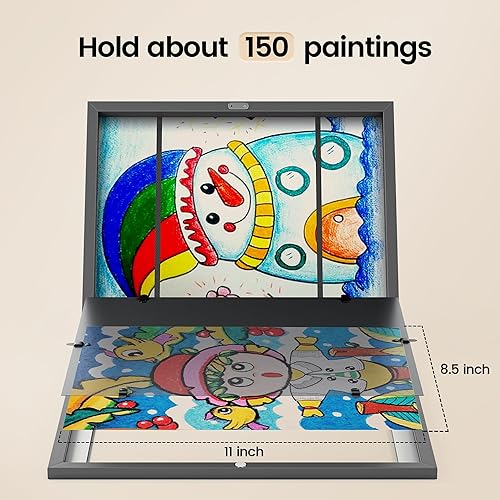 Miniatura 10 de BAIJIALI Marcos de arte marrón para obras de arte infantiles, apertura frontal con capacidad para 150 dibujos, manualidades 3D, 2 paquetes de 8.5 x