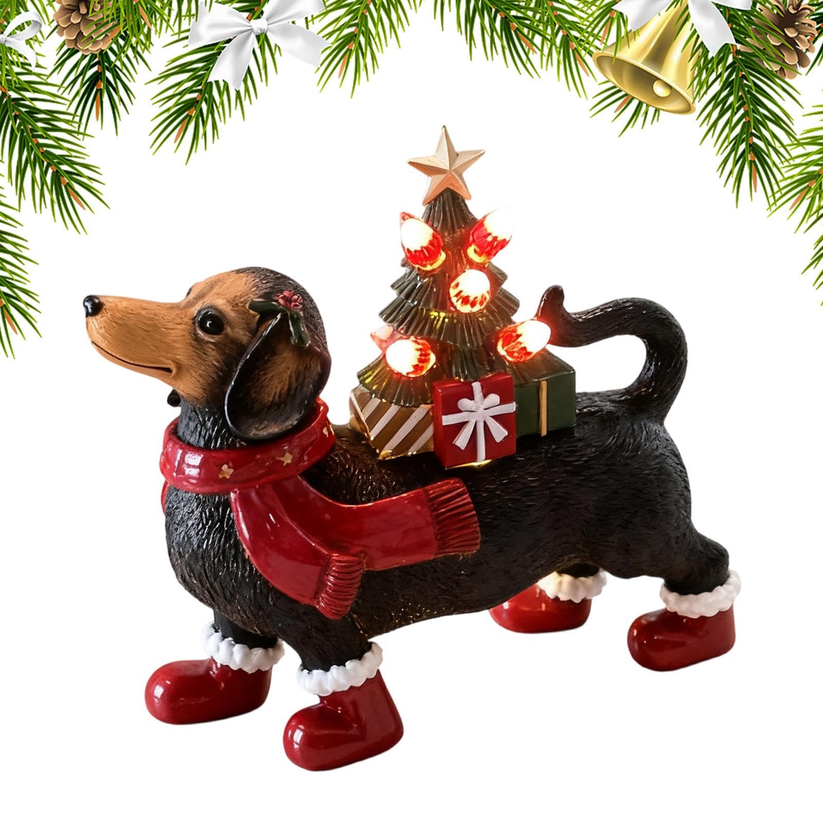 Figurines lumineuses de chien le cadeau de Noël idéal pour étagère et bureau