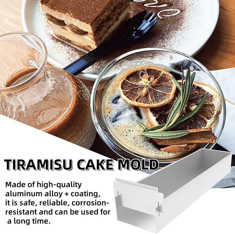 Antihaft-Kuchenform, rechteckig, Aluminium-Legierung, Tiramisu-Form mit abnehmbarem Rahmen, Acryl-Deckel und Spatel, ideal für Käsekuchen und Brownies, leicht zu reinigendes Backblech
