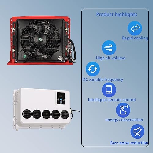 Miniatura 2 de Aire acondicionado de 12 voltios de corriente continua, aire acondicionado de caravana, camión, vehículo de ingeniería, camping, furgoneta,