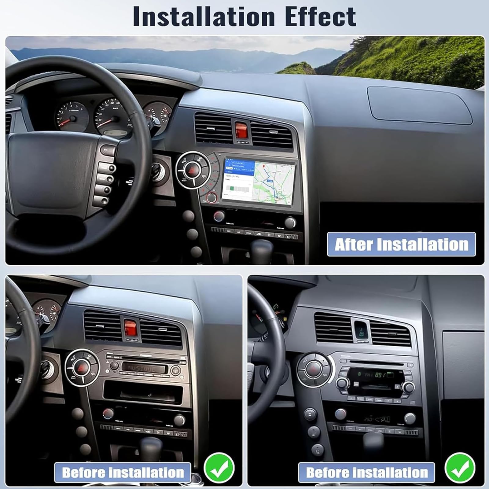 Do Ss-angyong Actyon Kyron 2005-2011 Radio Samochodowe Z Bezprzewodową Nawigacją CarPlay Android Auto 7-calowy Ekran Dotykowy Radio Bluetooth Wi-Fi FM RDS Mirror Link Podzielony Ekran(Color:M200)