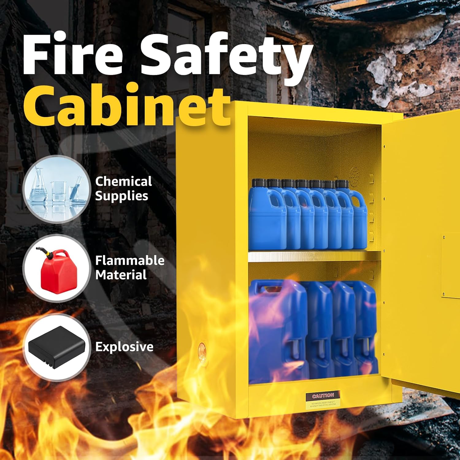 Vohala Flammable Safety Cabinet, 40 Gallon, 23.2" W x 18.1" D x 35.0" H, Double-Wall Steel Industry Safety Cabinet for Chemical Storage