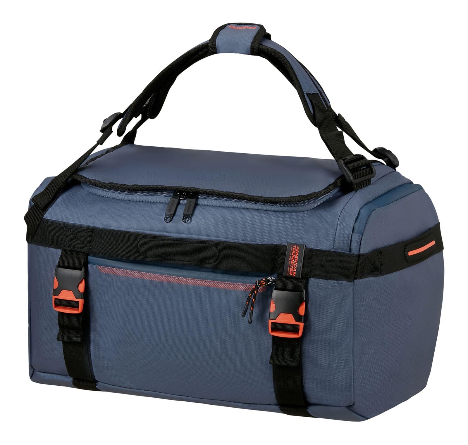 American Tourister Torba podróżna plecak Urban Track Duffle/Backpack Coated 60L granatowy/pomarańczowy niebieski