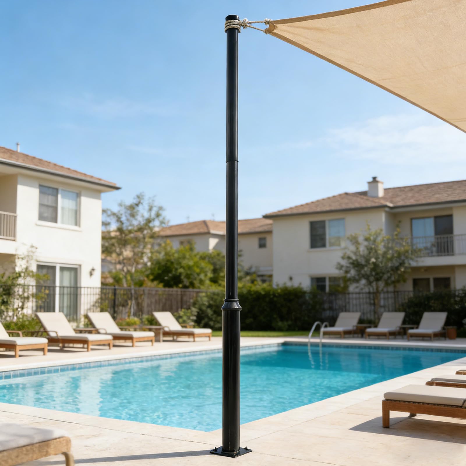 Palo per lanterna stradale con telaio per fondamenta, in acciaio zincato, illuminazione da giardino, 100 kg, senza viti, altezza 5 m, per terrazza, strada