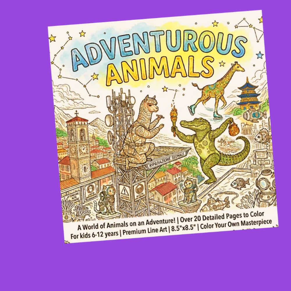 Adventurous Animals Coloring Book for Kids Ages 6–12: Progressive Difficulty Coloring Pages with Fun, Focus & Skill Building: A Fun & Challenging ... to Boost Creativity, Focus, and Confidence