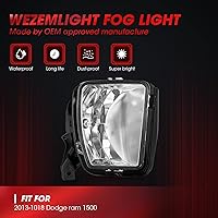 Vista 5 de Conjunto de lámpara de luz antiniebla para 2013 2014 2015 2016 2017 2018 Dodge Ram 1500 con bombillas halógenas 9006 12V 55W incluidas, interruptor