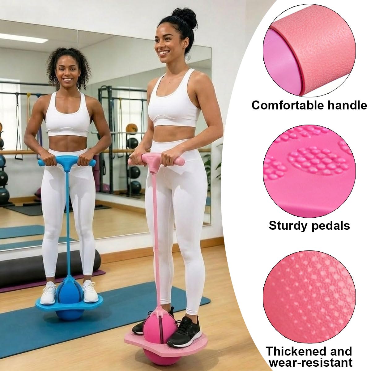 Pelota de Salto de Pogo, Pogo Balón de Salto, Pelota de Salto de Equilibrio, para Entrenar el Equilibrio, usable en salón, terraza y jardín, con Bomba (Rosa)
