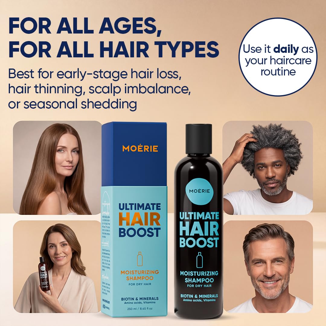 Moerie Ultimate Hair Growth Shampoo - Per capelli più lunghi, spessi e pieni - Prodotti volumizzanti vegani - Senza parabeni e silicone - Tutti i tipi di capelli - Idratante