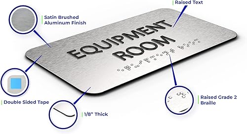 Miniatura 3 de Letrero de habitación de equipamiento para negocios, letreros de oficina, aluminio plateado cepillado, a prueba de manipulaciones, cinta de montaje