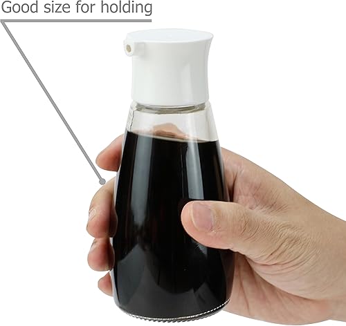 Miniatura 3 de EIKS 2 juegos de dispensador de salsa de soja de vidrio, vinagre de aceite con boquilla antigoteo para aderezo de ensalada, barbacoa, sushi,