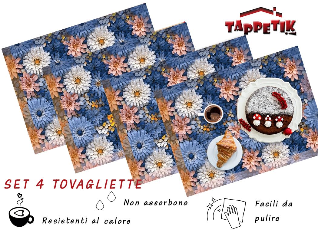 Set 4 tovagliette americane 33x45 cm, Diverse fantasie Ottima idea regalo (Tovaglietta 1091)