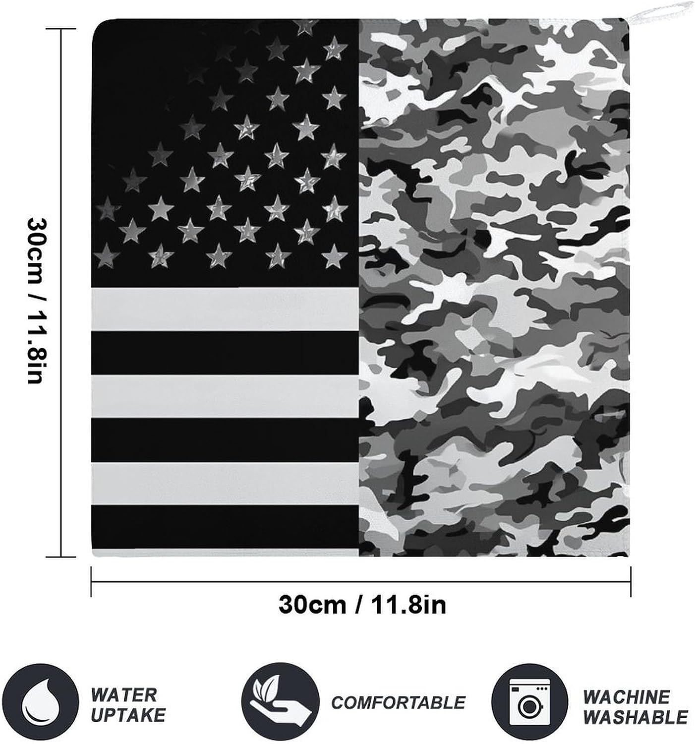 Army Green Camouflage US Flag Microfiber Hand Towels for Bathroom Soft Absorbent Bath Kitchen Towel with Hanging Loop 4PCS