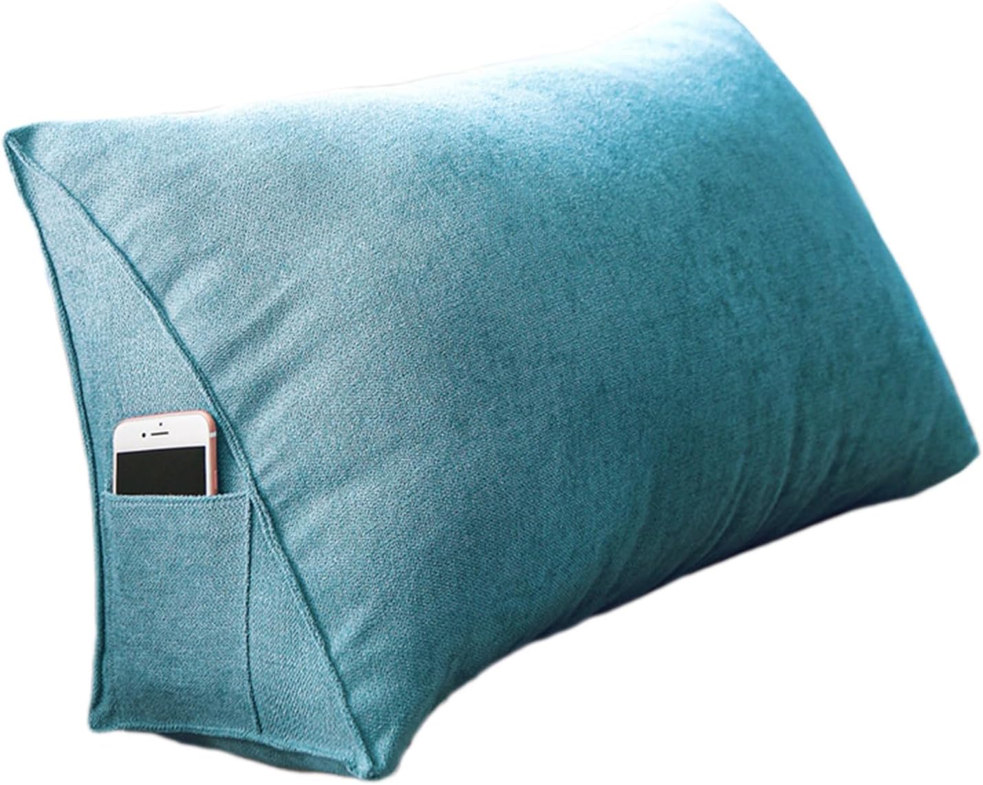 Triangular Reading Pillows, Triangle Lumbar Pillows,Bedside Headboard Wedge Reading Pillow, Removable and Washable, for Reading, Gaming,Sea Blue,100 * 35 * 20cm