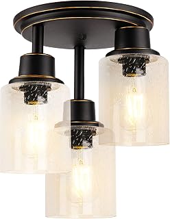 Sponsored Ad - Semi Flush Mount Ceiling Light, 3-Light Close to Ceiling Light Fixtures, Vintage Oil-Rubbed Bronze Finish w...