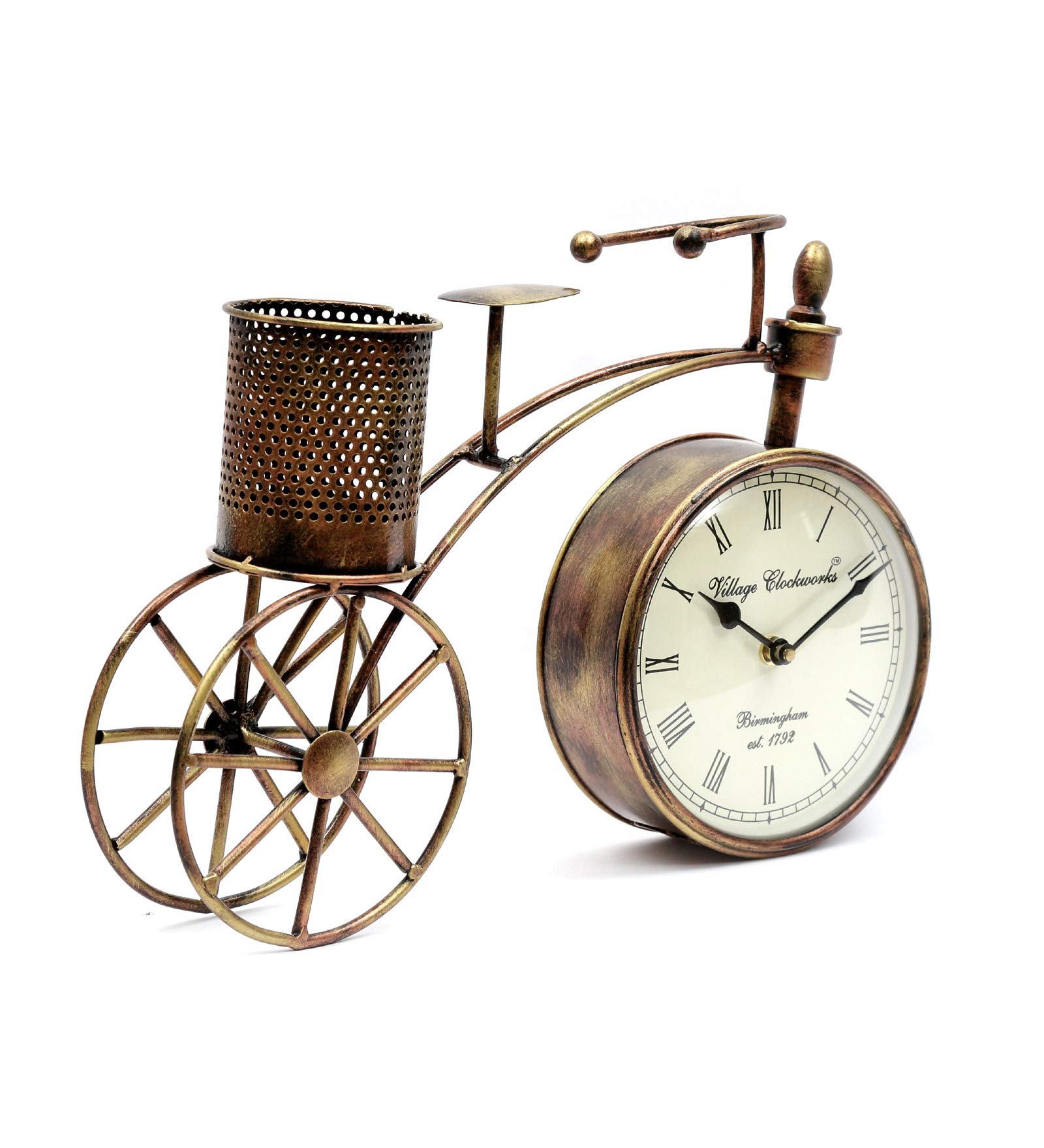 Green Tales Arts Handpainted Wooden Frame Traditional Wall Clock (Multicolour)