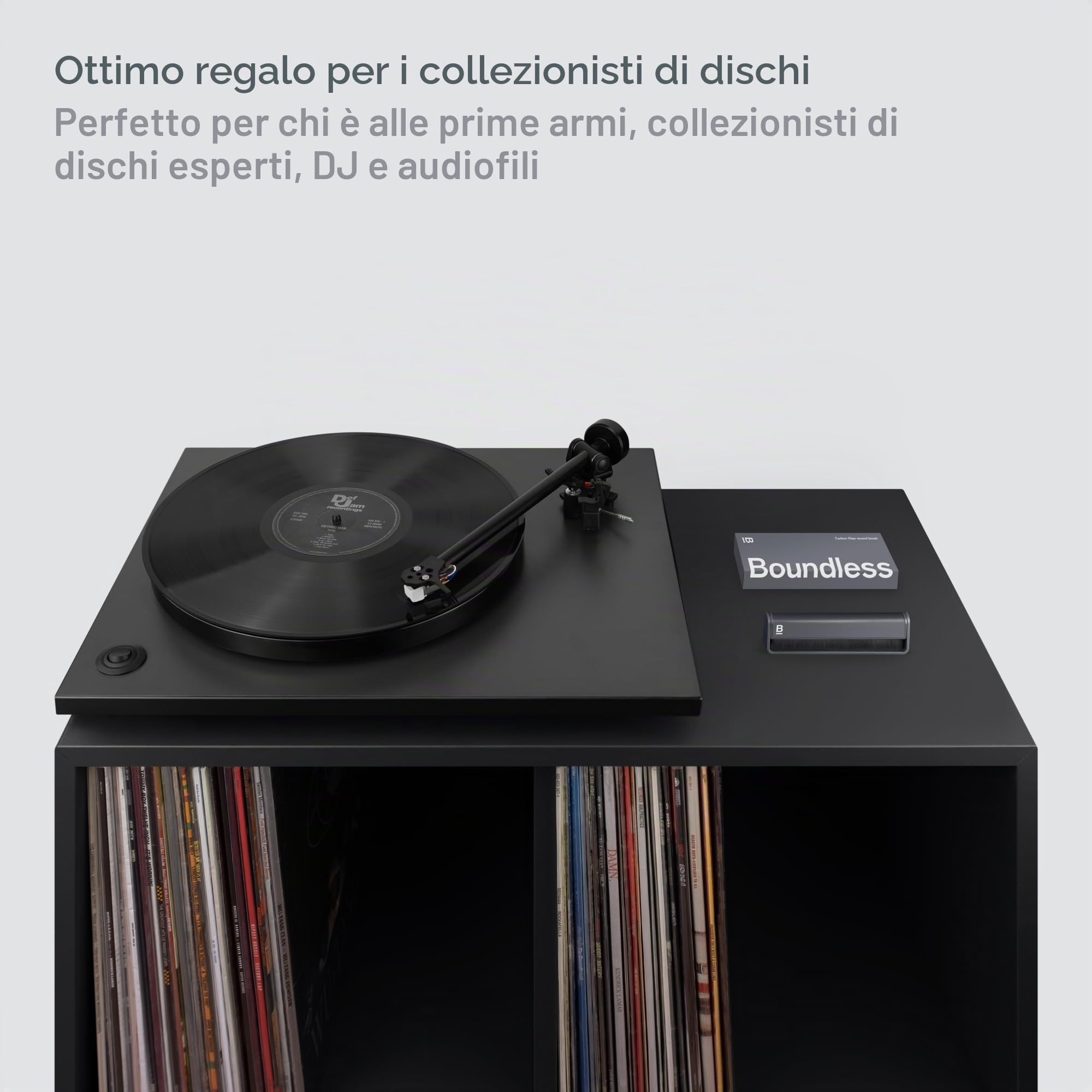 Boundless Audio - Spazzola per pulizia record in fibra di carbonio antistatica per vinile