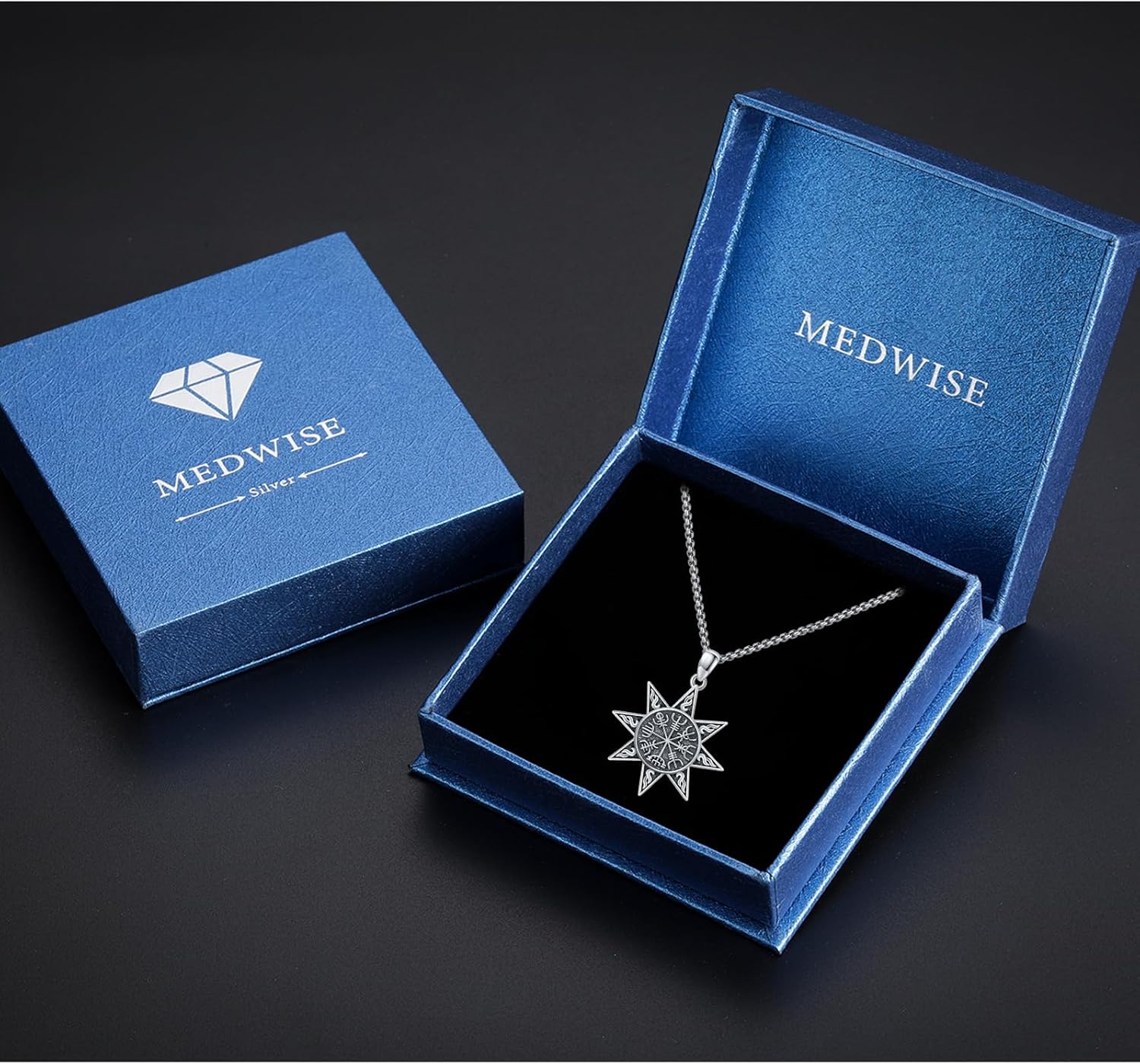 MEDWISE Viking Compass Eight-pointed Star Pendant Necklace 925 Sterling Silver Reteo Compass Gift for Men Women Unisex - Image 8