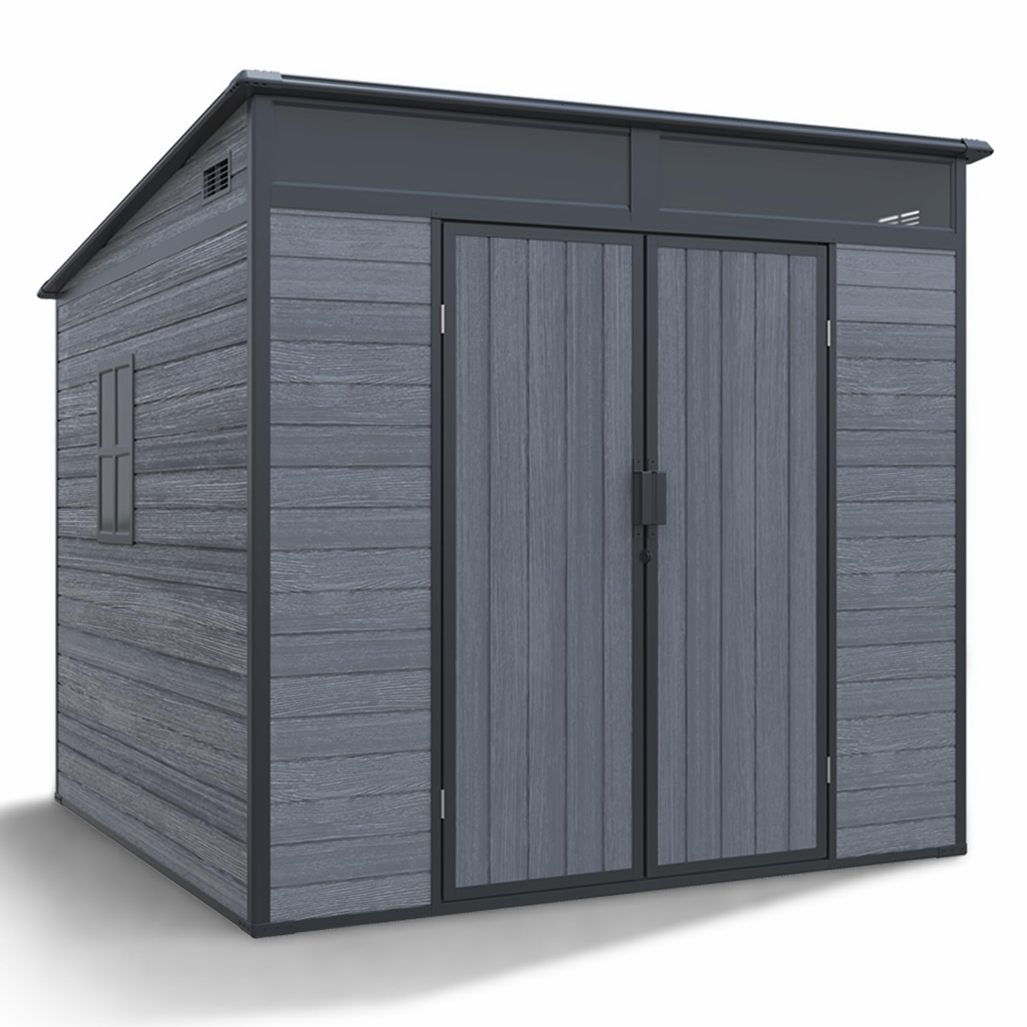 Gartenhaus Penta 4,4m² Kunststoff | Polypropylen (PP) Geräteschuppen witterungsbeständig 198 x 203 x 204 cm (B x T x H) dunkelgrau/schwarz