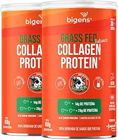 Grass Fed Balance Collagen Protein, Bigens, Gado de Pasto, Colágeno Zero Lactose e Caseína, Kit 2x