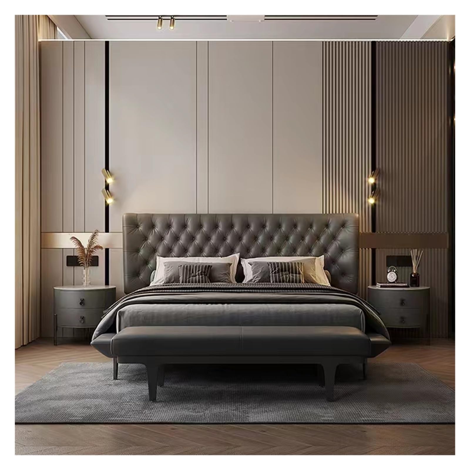 Banc de Chambre rembourré en Cuir PU, siège d'entrée et de Bout de lit avec Pieds en métal - Décoration élégante pour Salon et Salle à Manger (120x45x42cm)