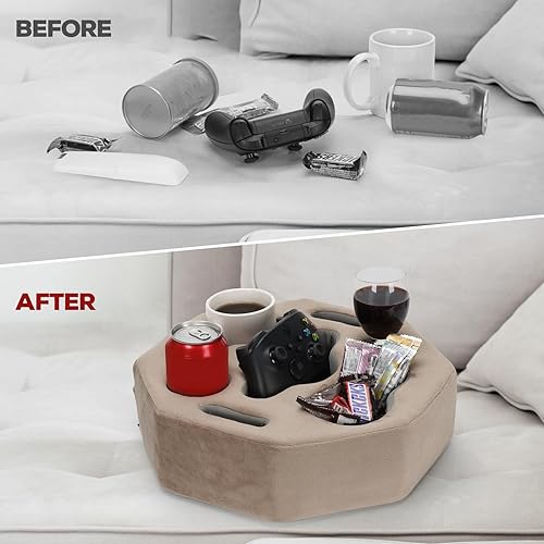 Miniatura 6 de Soporte para taza de sofá, soporte octágono para café, teléfono, control remoto, bandeja para bebidas para cama, coche, sofá, mesa