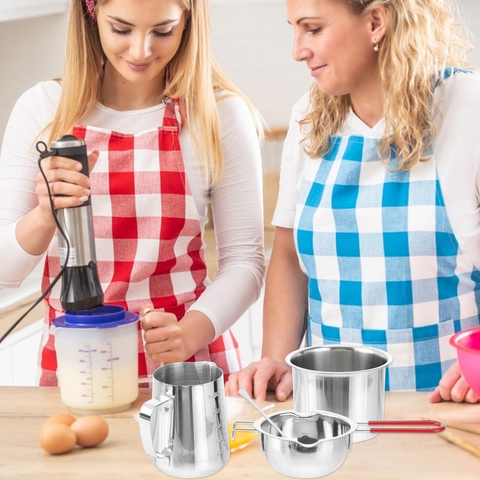 Zerodeko Juego de de Acero Inoxidable para Fundir Cera Mango Largo y Ligero, Cuenco para Derretir Adecuado para Cumpleaños y Restaurantes