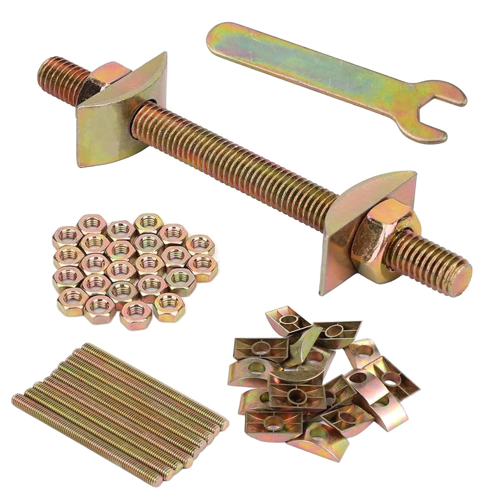 Worktop Connectors, 12pcs Furniture Connecting Bolts with Small Spanner and Half Moon Washers M8x100mm Countertop Connector Bolts and Nuts for Furniture Tabletops