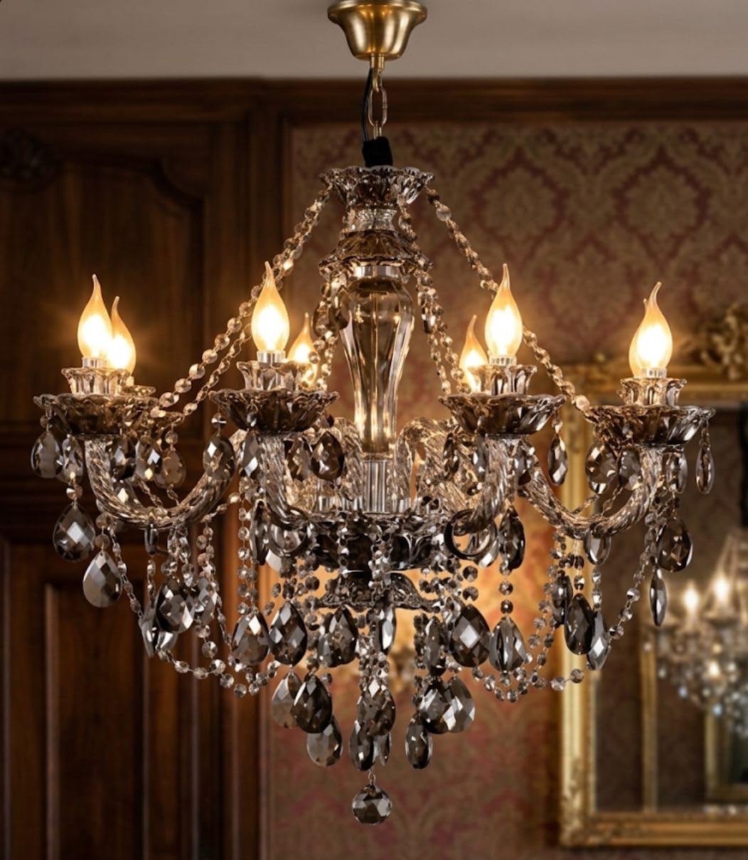 Sanleen Italian Chandelier - Antique Gold Crystal Light -8
