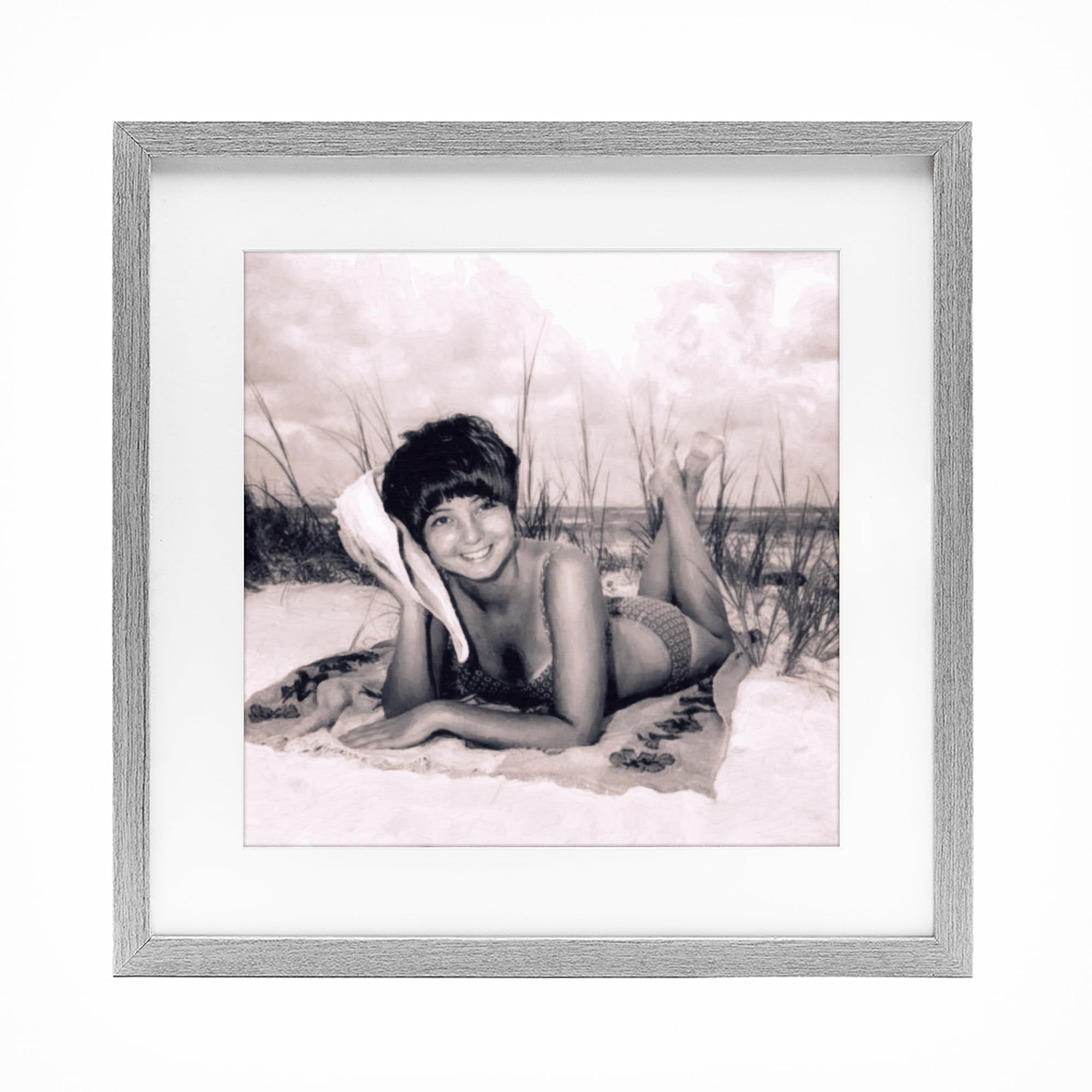Affiche encadrée Vintage Summer Girl cadre gris 33 cm Stupell Industries tableau sous verre