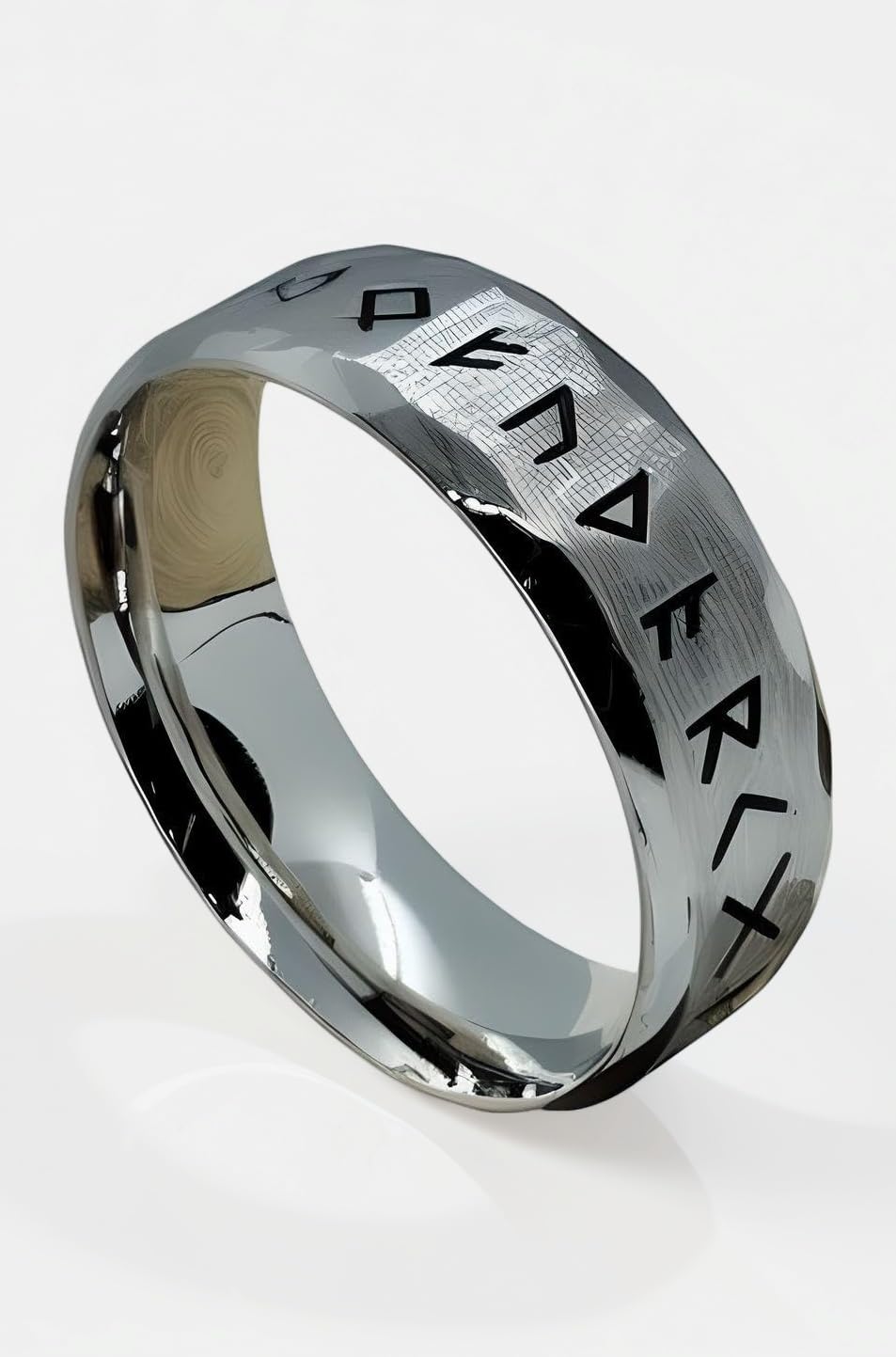 VIKING AMULET NORSE - Silver Toned Ring | Luxury Solid Pure Titanium Stainless Steel Ring Jewellery for Men (Silver - Stainless Steel, 17-21- 24)