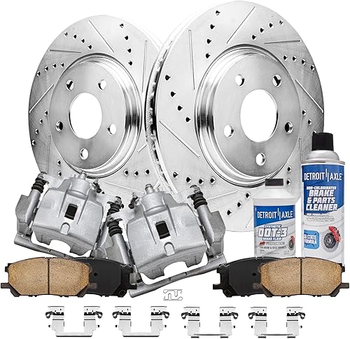 Miniatura 41 de Detroit Axle - Kit de freno delantero para Ford Explorer Mercury Mountaineer 2002-2005 Bujes de rodamiento de rueda perforados y ranurados rotores