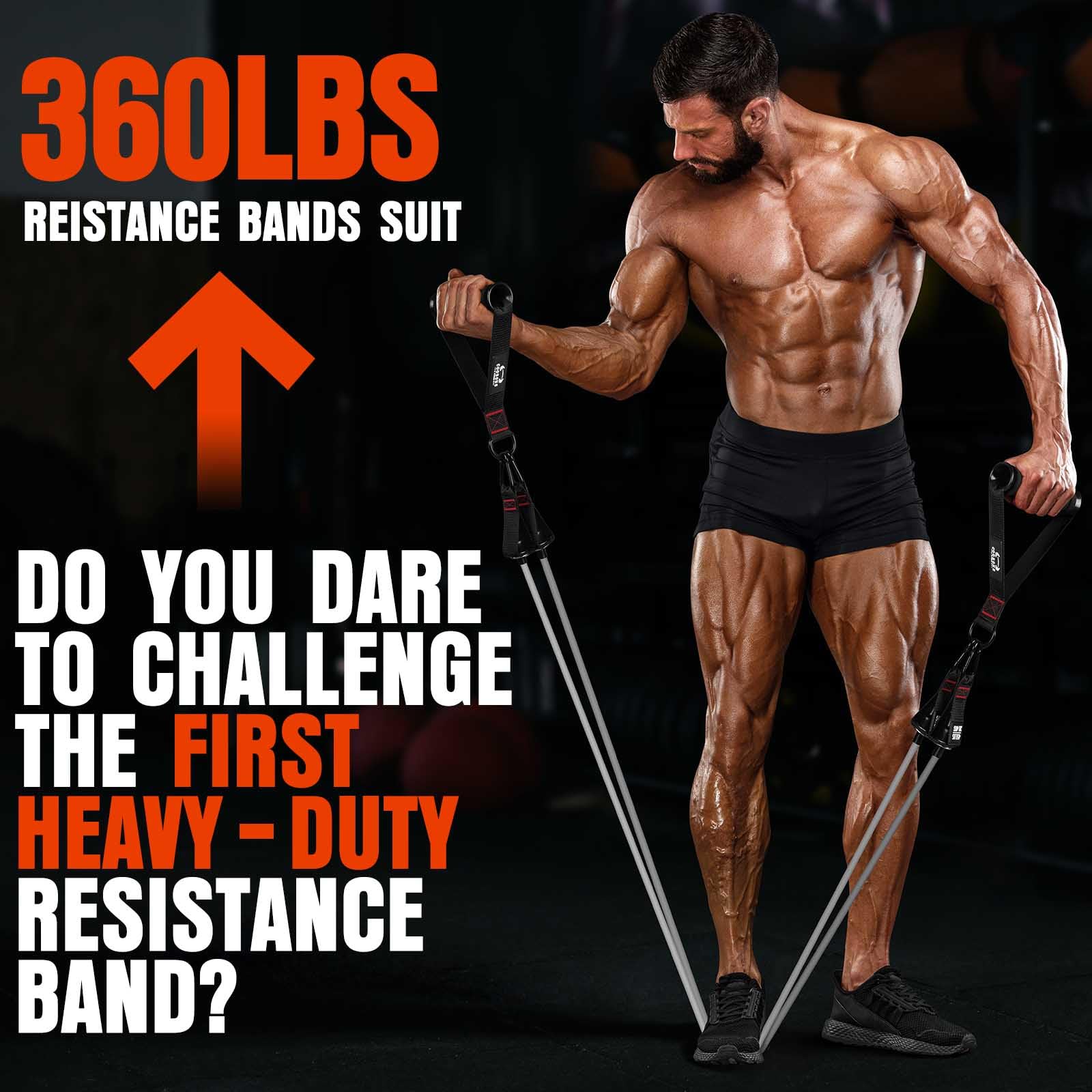 Bandas de resistencia pesadas para entrenamiento, bandas de ejercicio de 360 libras con asas, bandas de entrenamiento para hombres, juego de bandas de fitness de peso para entrenamiento muscular,