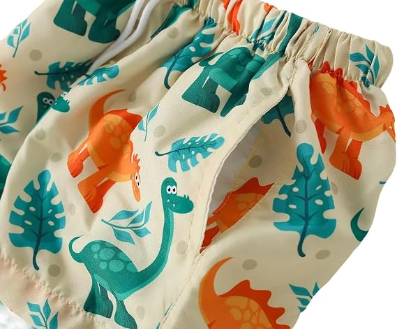 Boys Swim Trunks Toddler Broad Swim Shorts Quick Dry Kids Bathing Suit Boy Swimsuit Set with Pockets