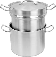 Thunder Group 12 Qt 18/8 Stainless Steel Double Boiler 3-Piece Set - Induction Ready, NSF Certified