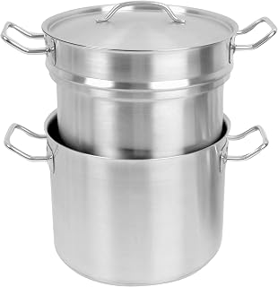 Thunder Group SLDB012 12-Quart 18/8 Stainless Steel Double Boiler 3-Piece Set - NSF Certified Induction Ready