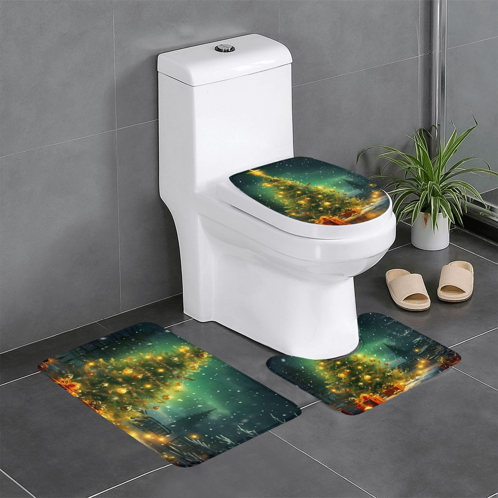 Tapis de toilette absorbant de Noël pour décorer la salle de bain en hiver