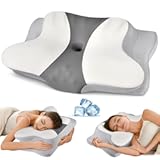 Cervical Pillow for Neck Pain Relief - Ergonomic Pillow for Sleeping Side Sleeper Pillow for Adults, Contour Neck Pillow Cooling Memory Foam Pillows, Orthopedic Bed Pillow for Back Stomach Sleepers