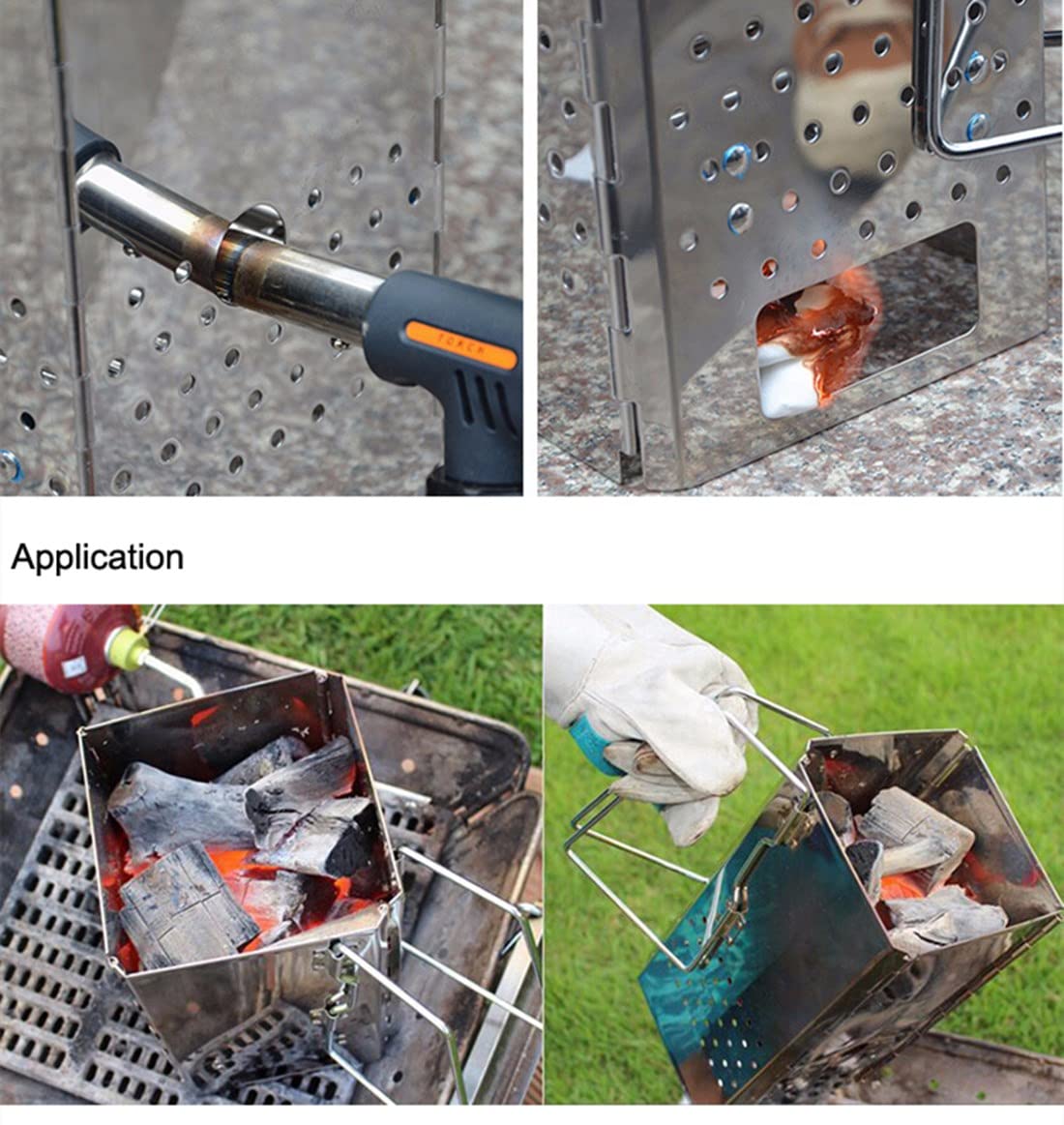 Yesinaly Holzkohle-Schornstein Starter – Edelstahl, Faltbar, 16x16x29 Cm, Für Grill & BBQ