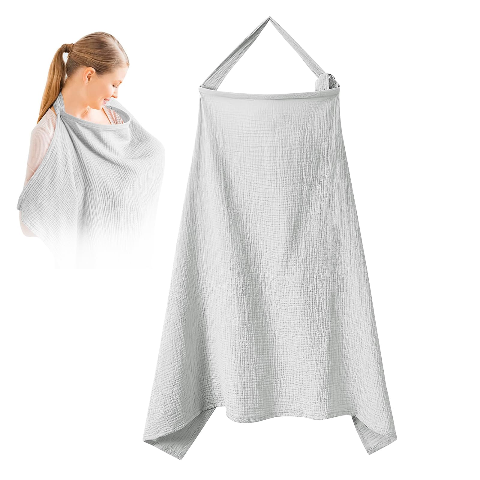 Stilltuch, Stilltuch für Unterwegs, Weicher Und Atmungsaktiver Stillschal Stilltuch StillschüRze Musselin-Stillbezug für Babys Nursing Cover für Unterwegs(Hellgrau)