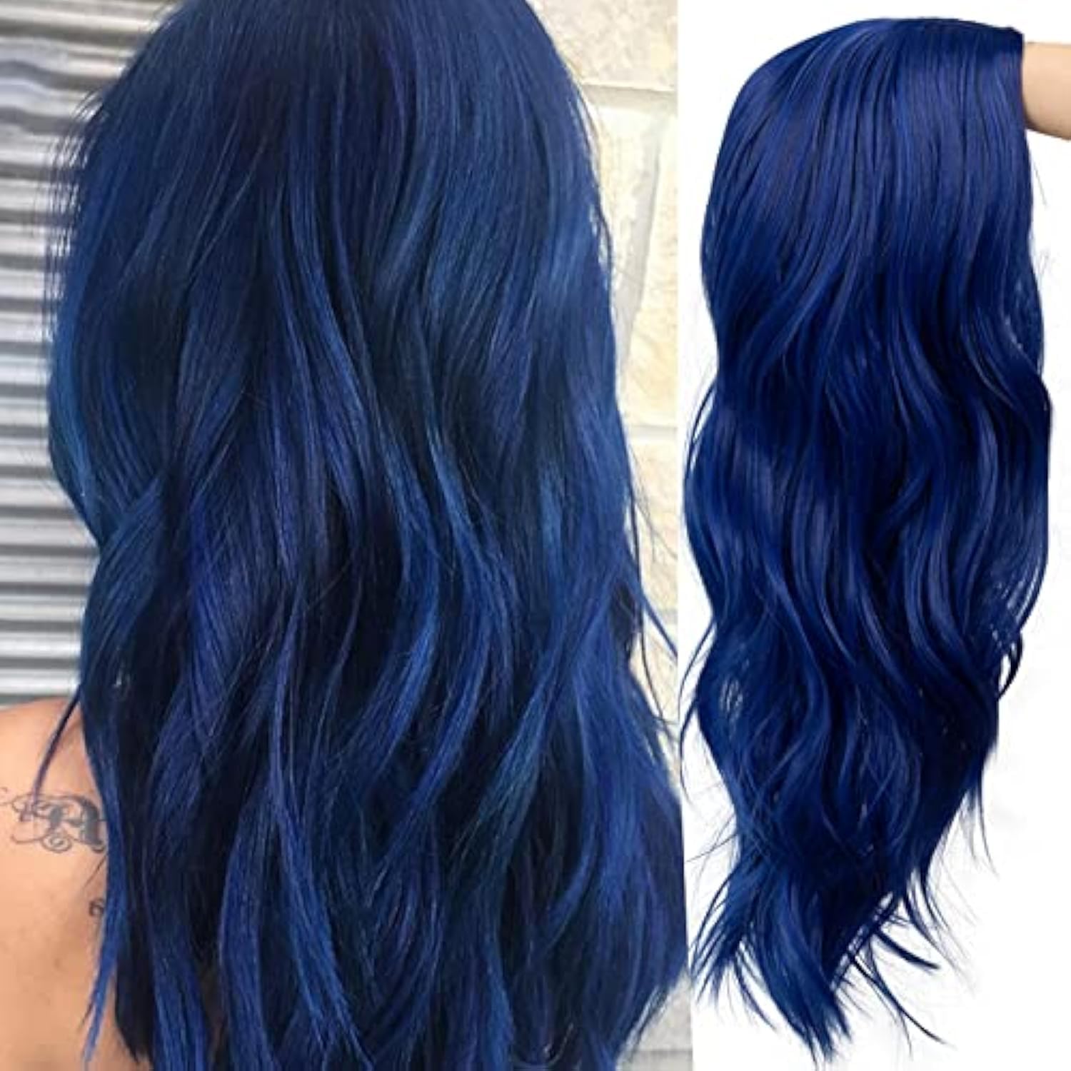 New Cosplay Blue Long Curly Wigs Amazon.com: BERON Blue Wig Long Wavy Wig Women Charming Full  main image 2