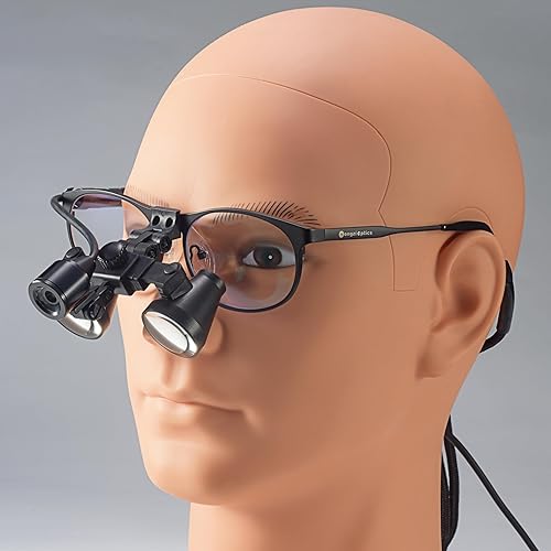 2.5X 3X 3.5X Opcional Marco de Titanio Binocular Lupas Quirúrgicas Dentales con Faro Led de Alto Brillo (Distancia de Trabajo: (14.173-18.110 in) R,