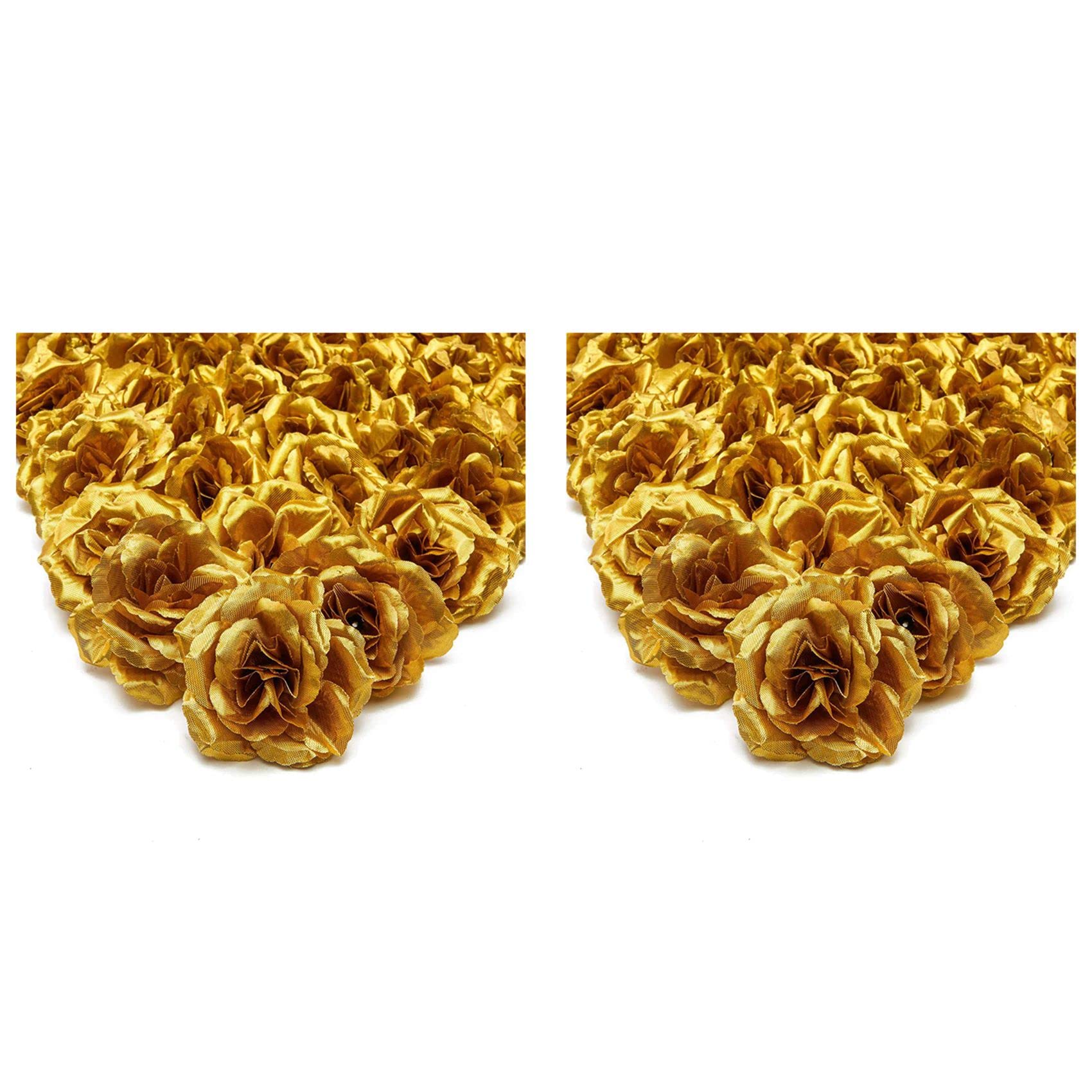 Hndhbfgrt Silk Rose Flower Heads,100Pcs for Hat Clothes Album Decoration, Wedding Decoration (Gold)