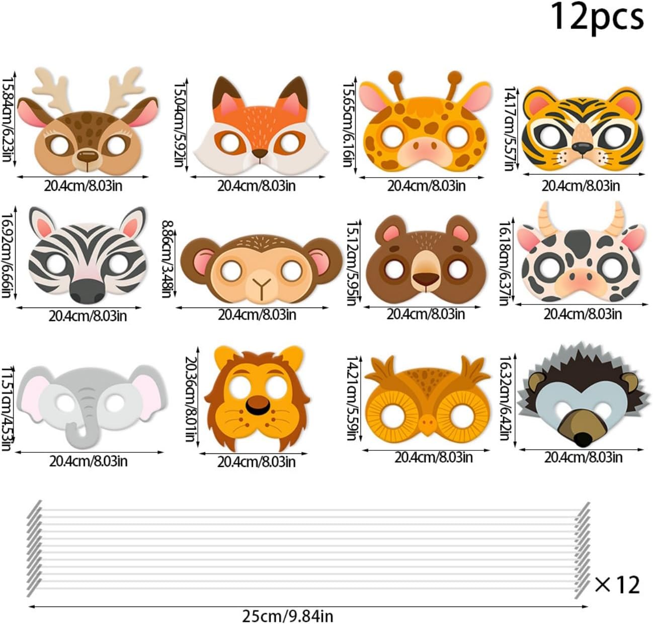 Safari Animal Masks for Kids Jungle Zoo Animals Cartoon Masks for Woodland Animal Theme Birthday Party Decorations - Image 3