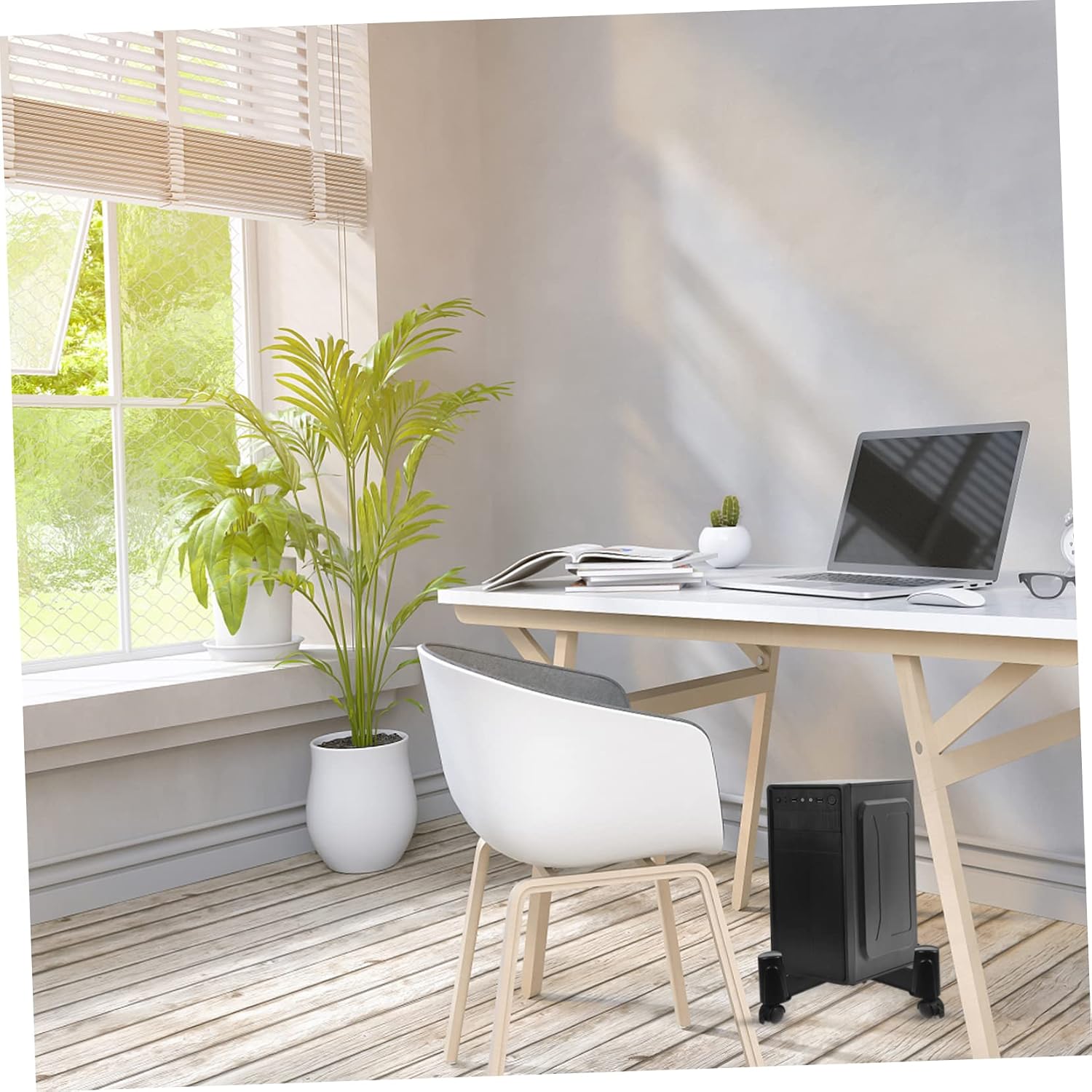Mobile CPU Stand Wheels Convenient Computer Tower Holder for Home Office Height Space-Saving Design -Type Rack for