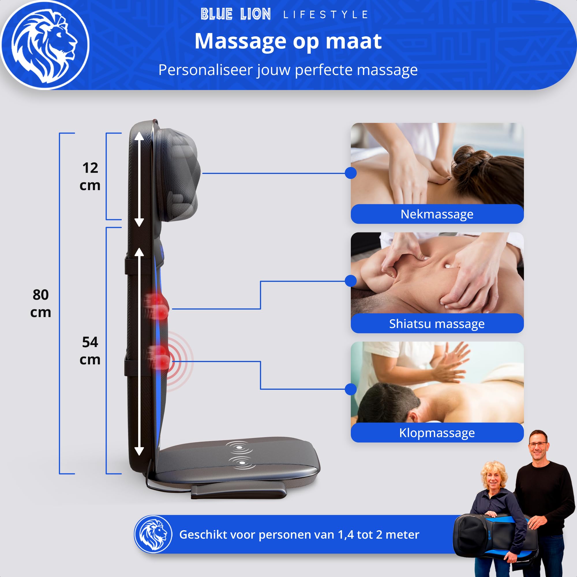 Blue Lion Lifestyle Cuscino massaggiante per schiena e collo - Marula - Shiatsu - Massaggio a percussione - Vibrazione