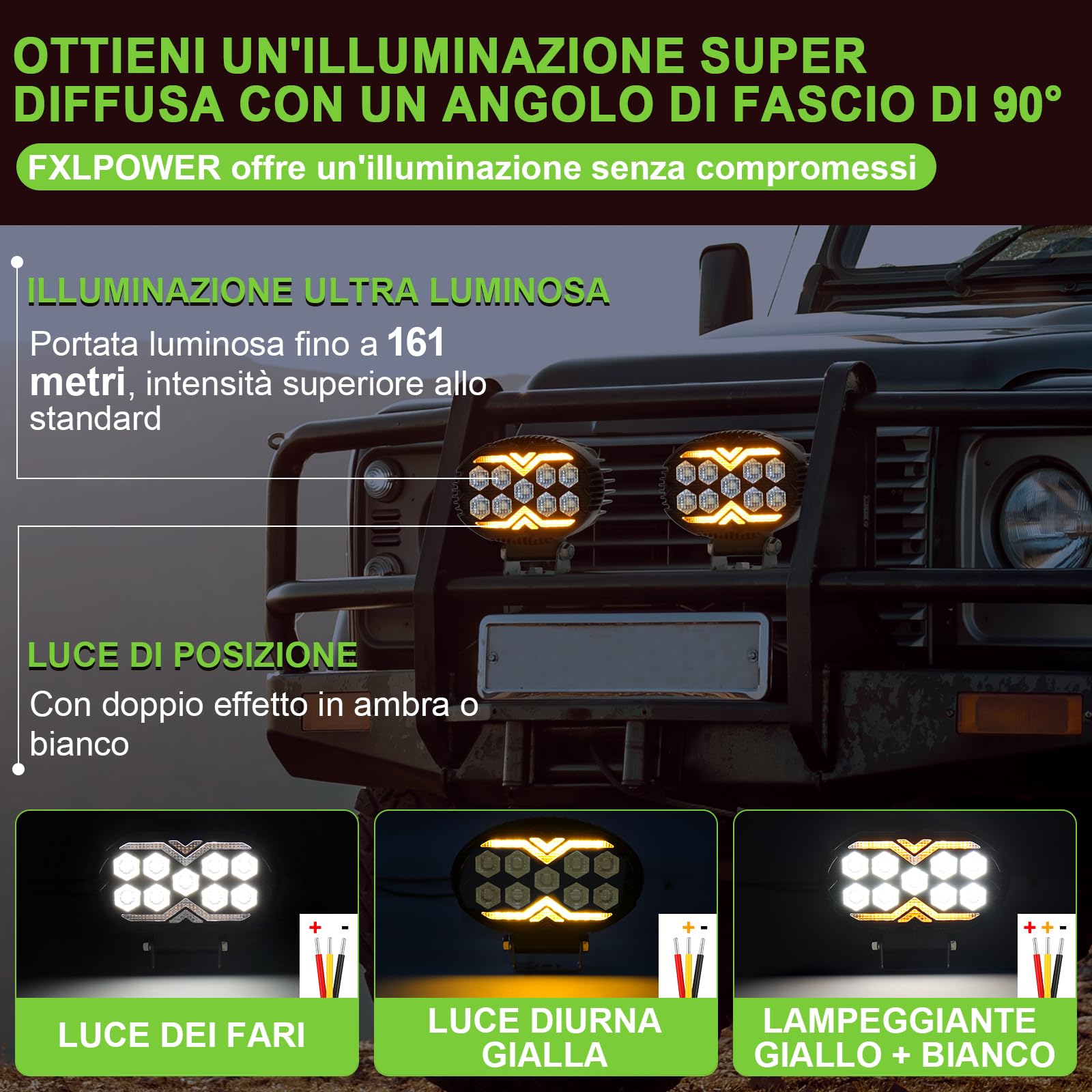 2PCS Faro di Inondazione da Lavoro Led, 6000K/3000K Giallo Bianco LED Fuoristrada a Fascio Largo Impermeabile IP67 Faretti LED per Camion Macchine Agricole Escavatori Rimorchi Furgoni